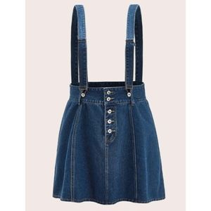 Button Front Denim Pinafore Skirt 3x